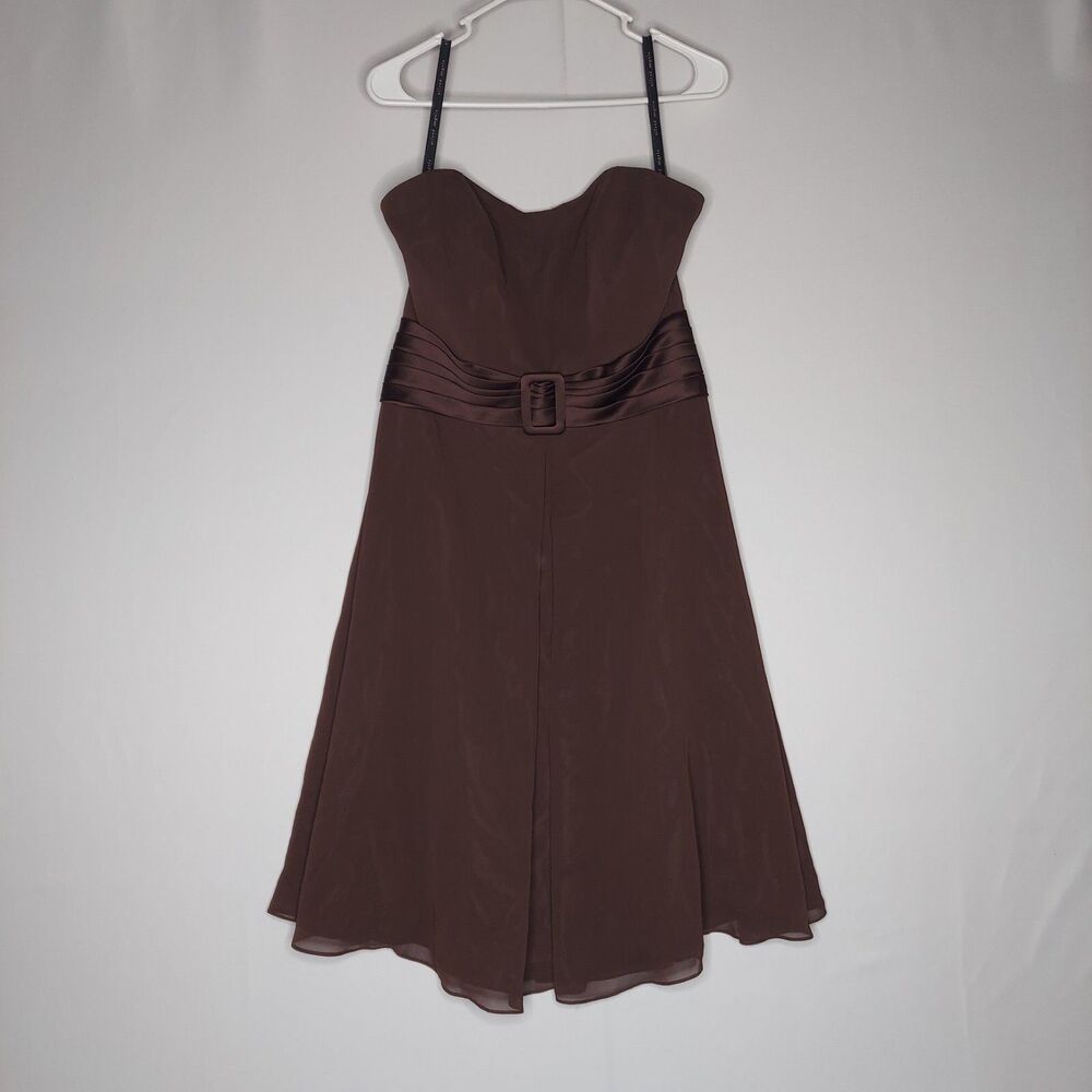 Alfred Angelo Vtg Brown Strapless Empire Dress 14 Chiffon Buckle Forest Fairy